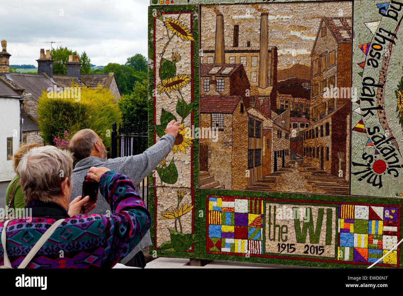 Well Dressing in Youlgreave Peak District Derbyshire England UK a local tradition where villages decorate wells to give thanks Stock Photo