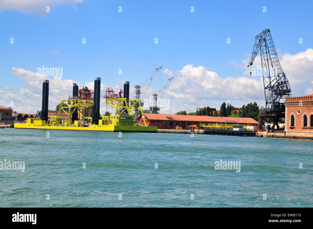 Venice Italy's Arsenale in the Castello region is now a bustling shipyard. Stock Photo