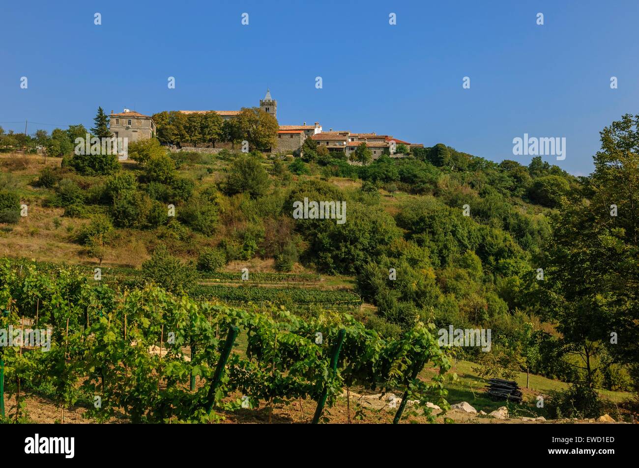 View of Hum,  officially listed as the smallest town in the world. Istria, Croatia Stock Photo