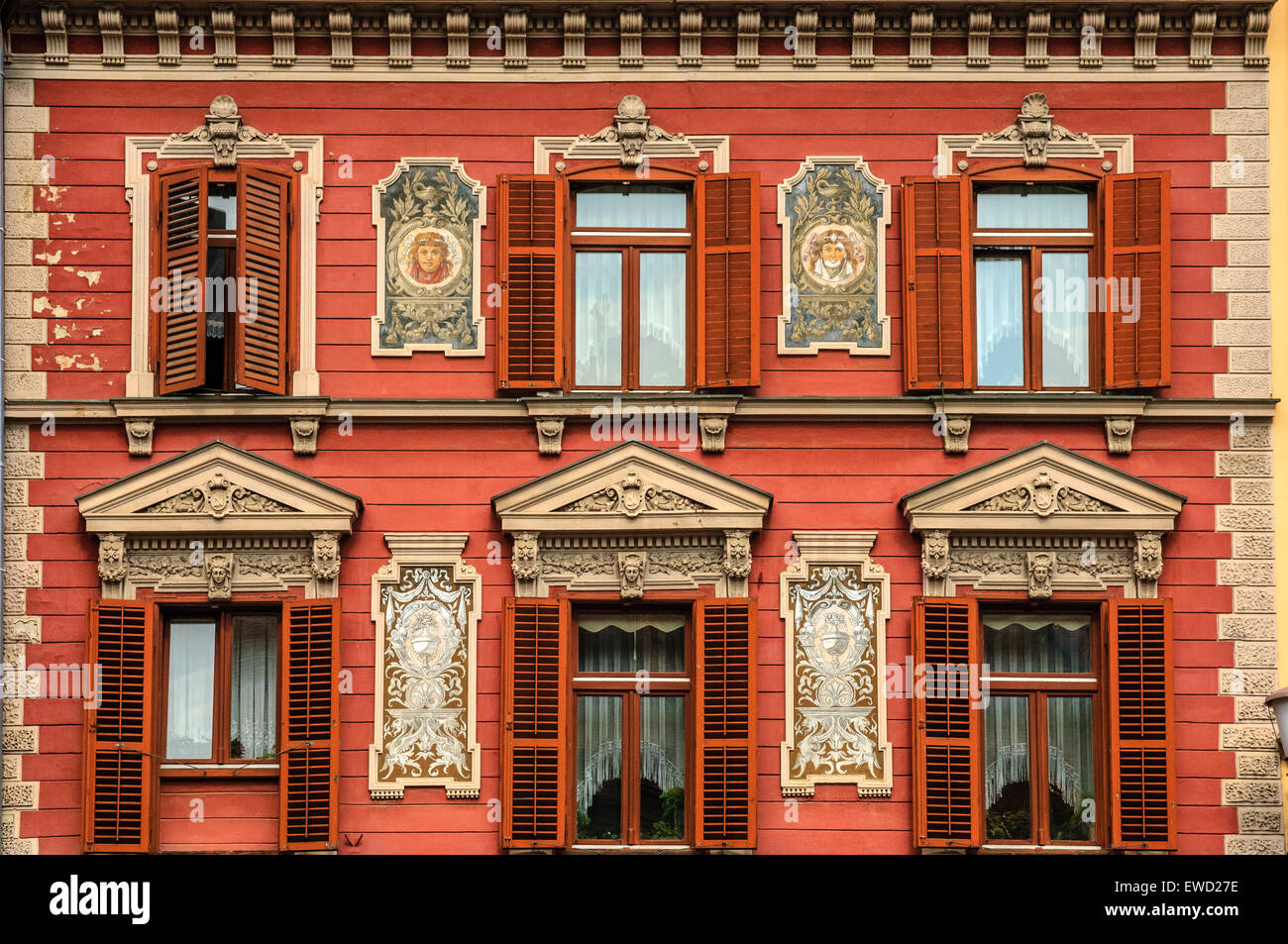 Decorative building facade. Main Square. Maribor. Slovenia Stock Photo