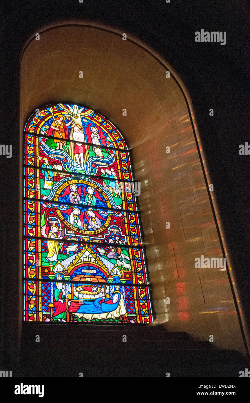 Stained glass window inside Southwell Minster in Nottinghamshire
