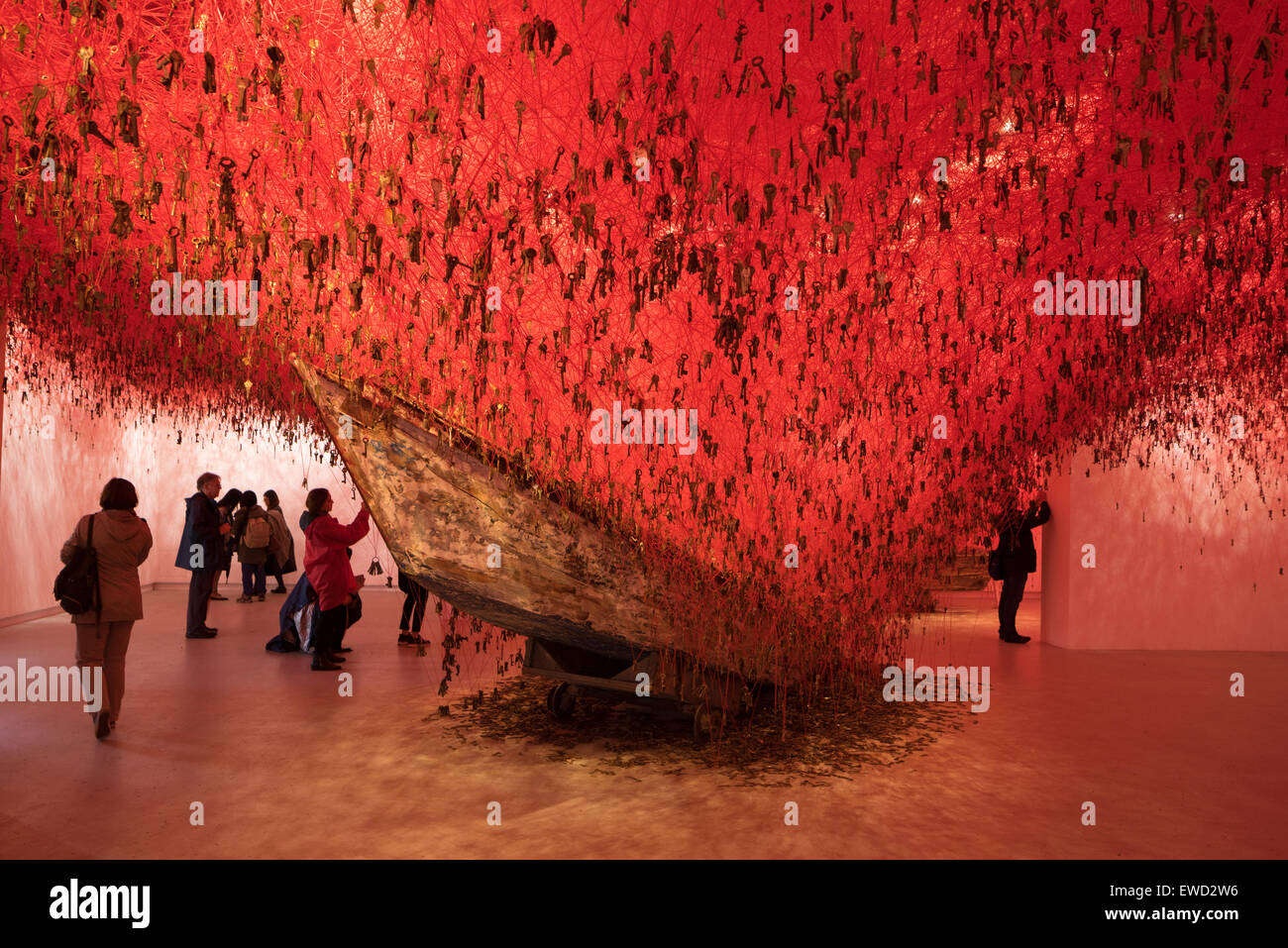 Japanese Pavilion at the 2015 Venice Biennale. Key in the Hand, Chiharu Shiota. Stock Photo