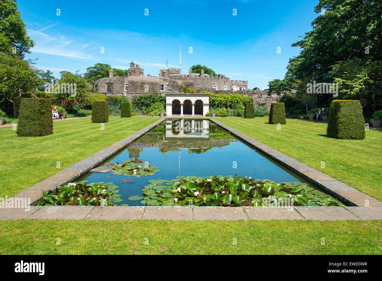 Long Pond in the Queen Mother's Garden at Walmer Castle, Kent, UK Stock Photo