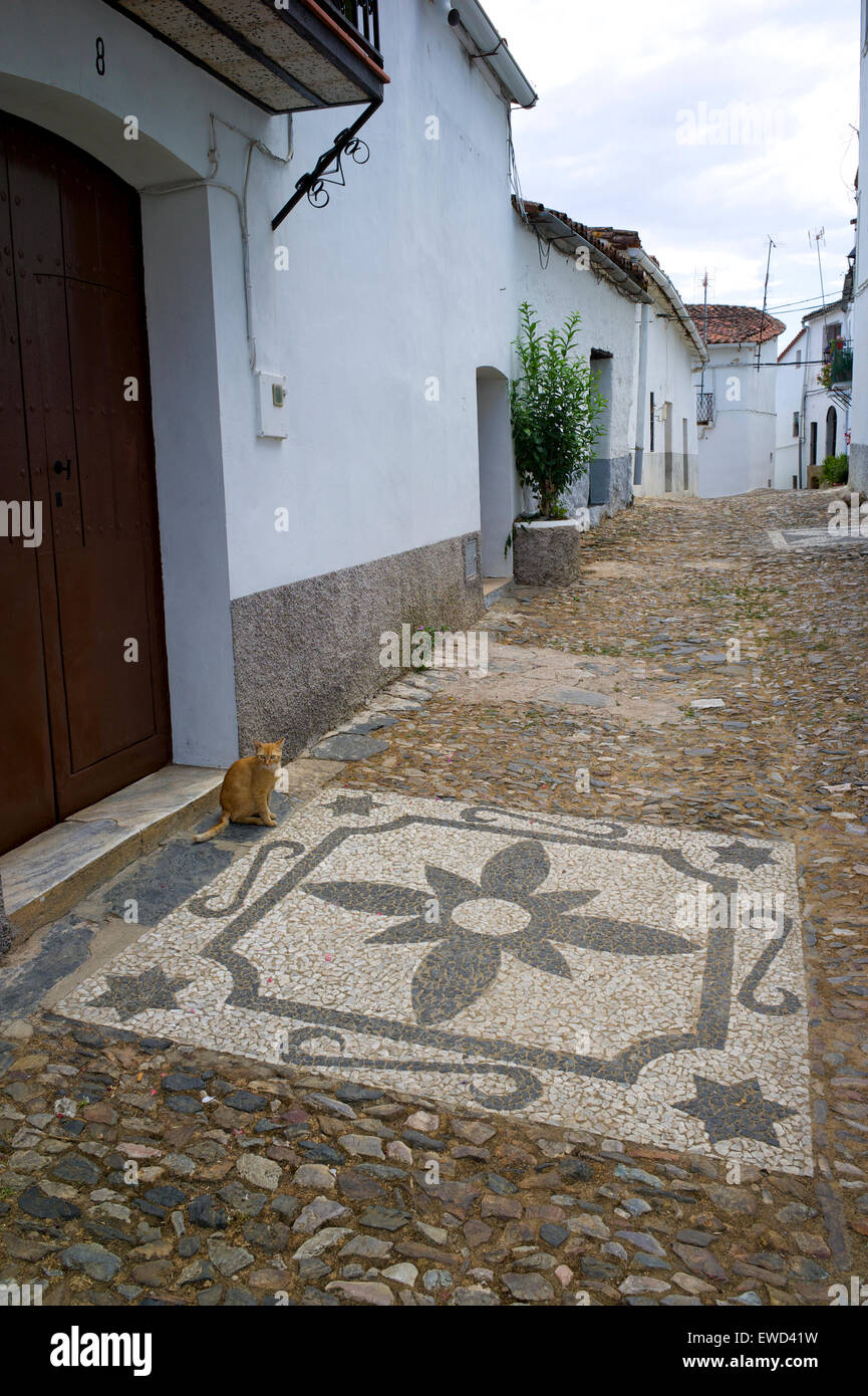 Decorative cobbled street, Andalucia, Spain Stock Photo
