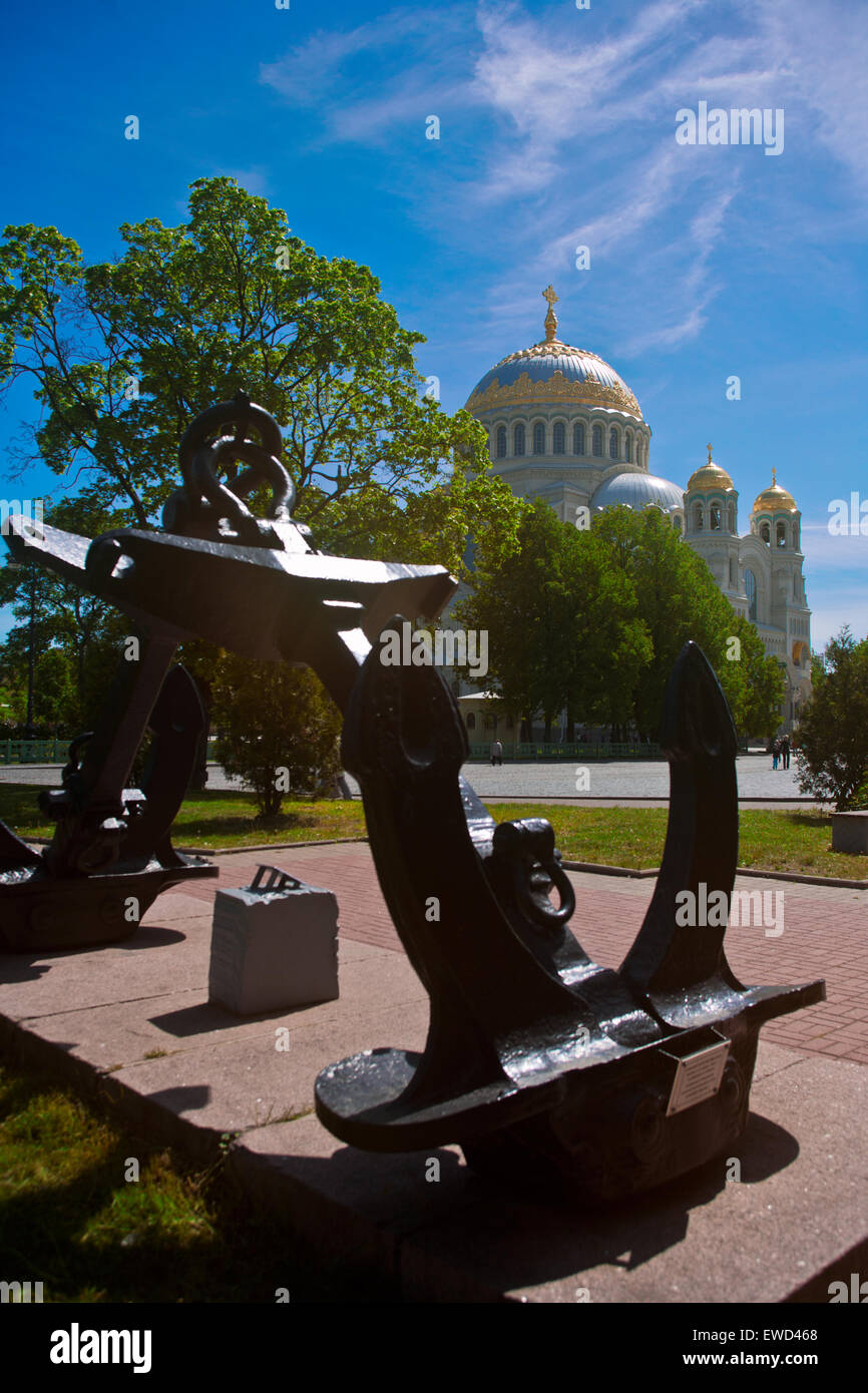 Kronstadt - a naval base of the Russian Baltic Fleet. St. Nicholas Naval Cathedral Stock Photo