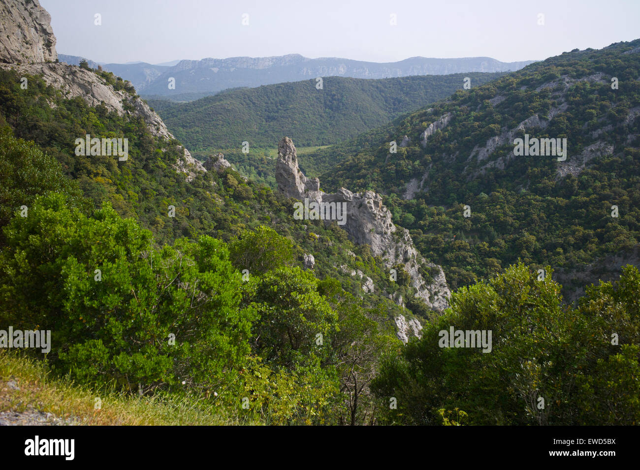 Galamus Gorge, French Pyrenees, France Stock Photo