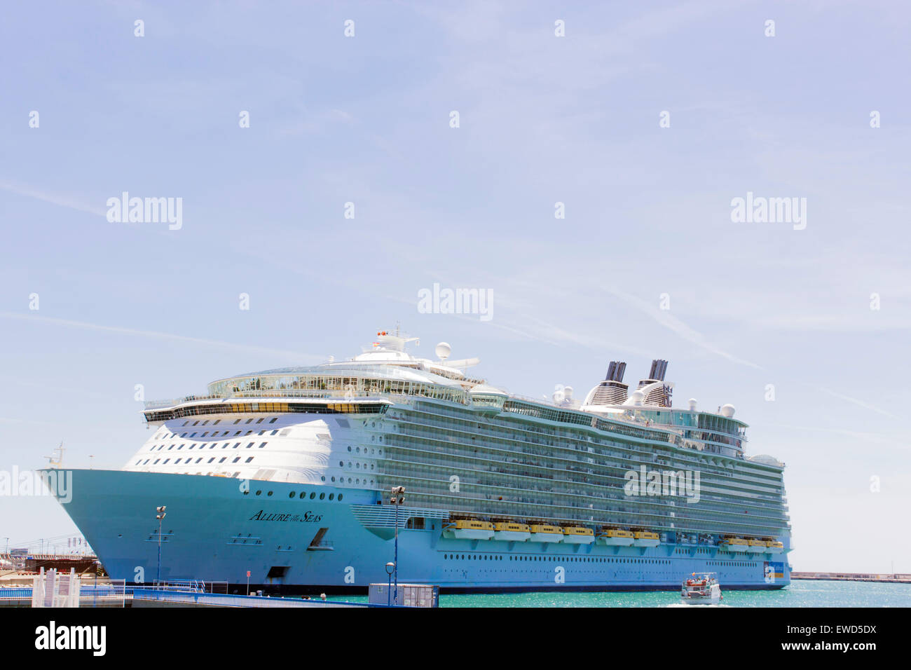 MS Allure of the Seas in Malaga port, Spain, 29th April, 2015. Stock Photo