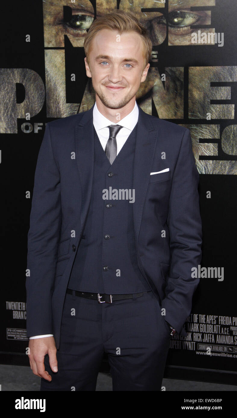 Tom Felton at the Los Angeles premiere of 'Rise of The Planet Of The Apes' held at the Grauman's Chinese Theater in Hollywood. Stock Photo