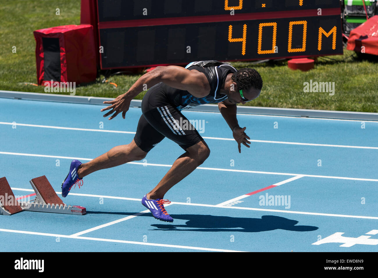 Christopher Brown (BAH) starting in the Men's 400m at the 2015 Adidas Stock  Photo - Alamy