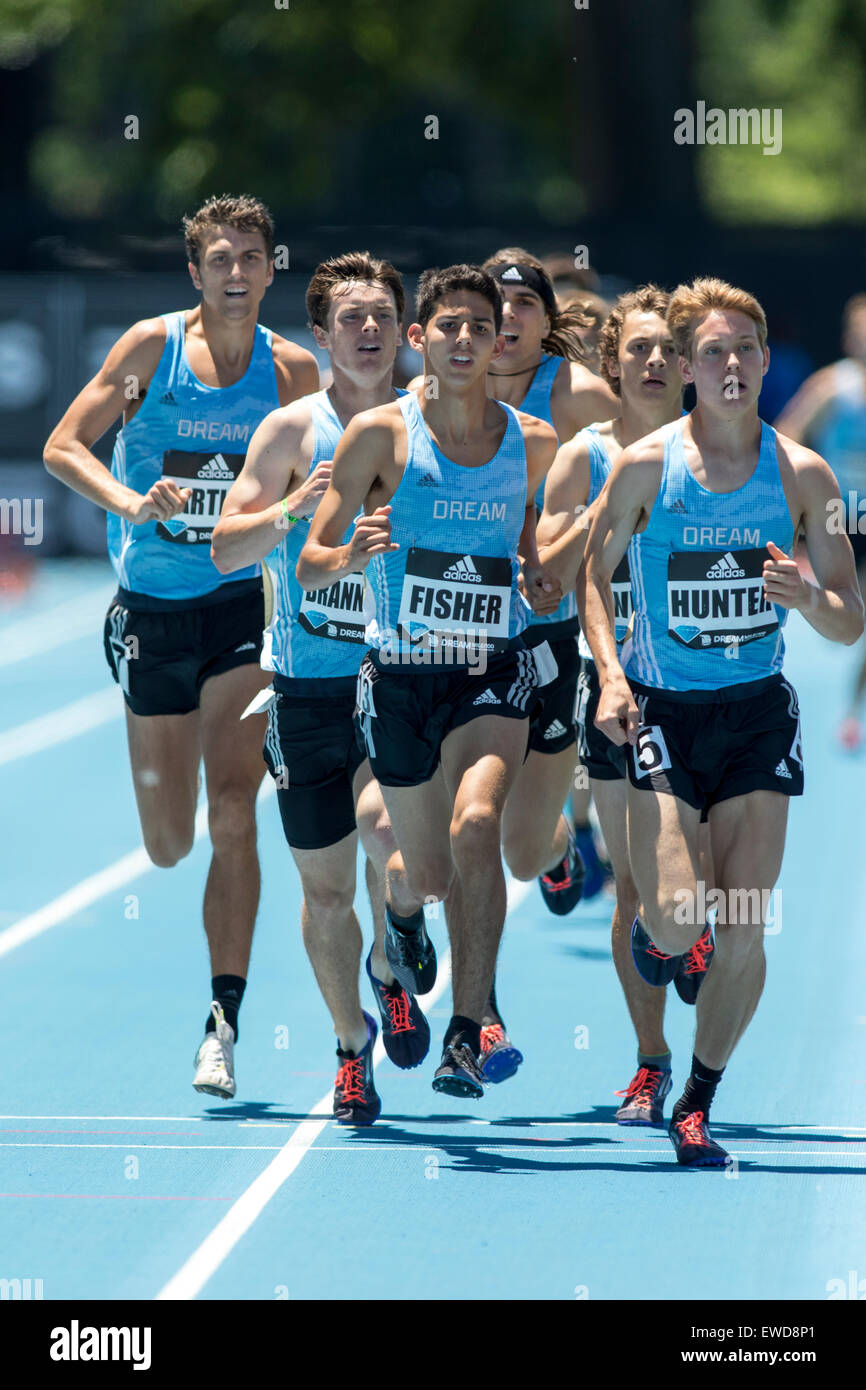 Grant Fisher competing in the Boys Dream 1 mile at the 2015 Adidas NYC Diamond  League Grand Prix Stock Photo - Alamy