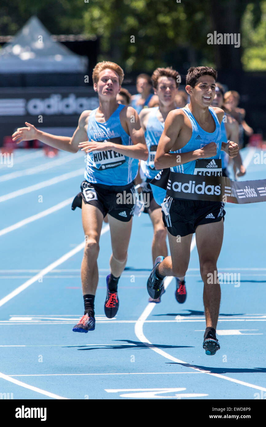 Grant Fisher winning in the Boys Dream 1 mile at the 2015 Adidas NYC  Diamond League Grand Prix Stock Photo - Alamy
