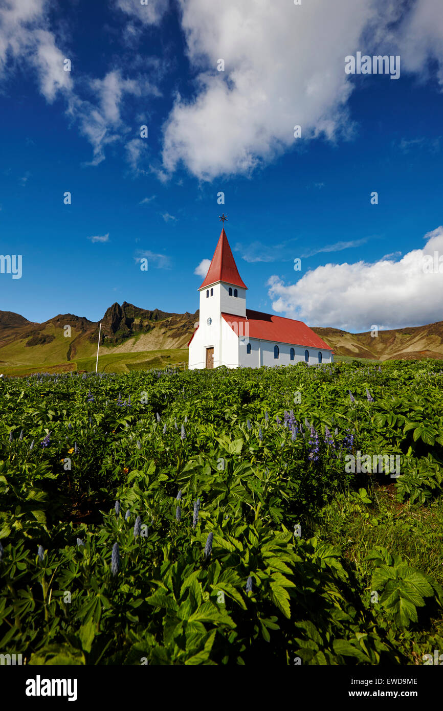 vik church Vik i Myrdal Iceland Stock Photo