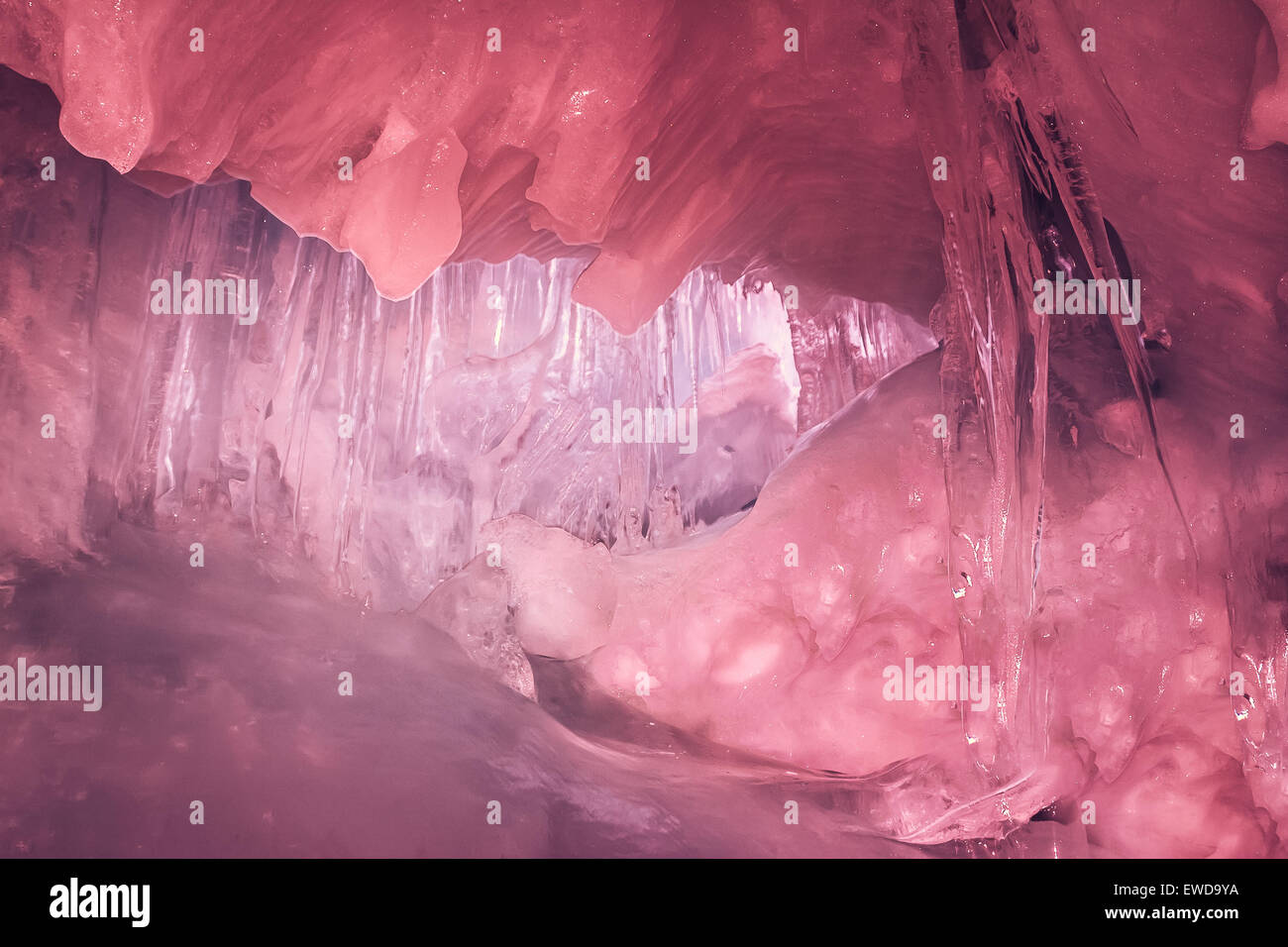 Pink Ice cave in Antarctica Stock Photo