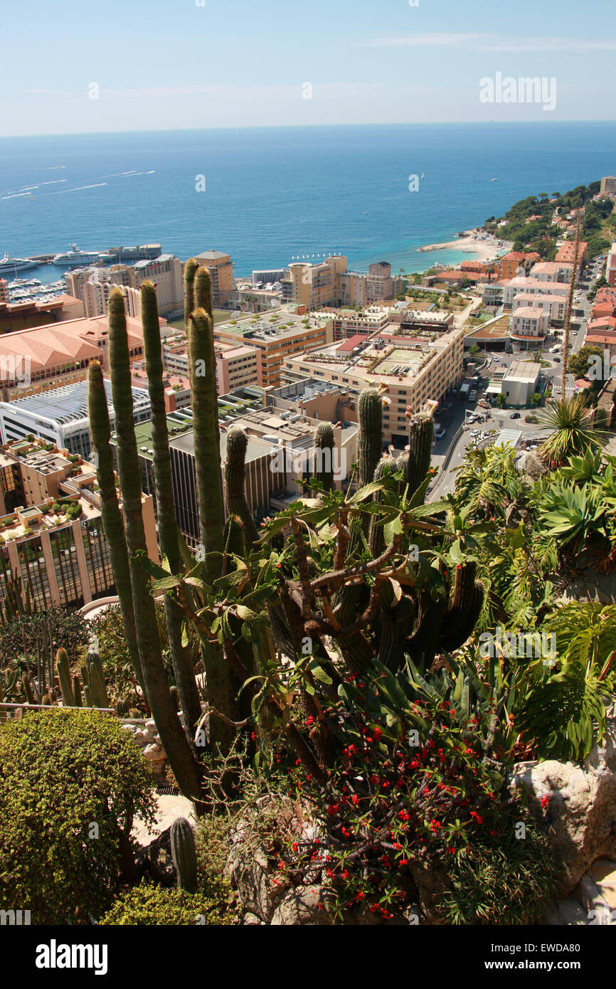 Monaco from Monaco Botanical Gardens, Cote D'Azure, South of France. Stock Photo