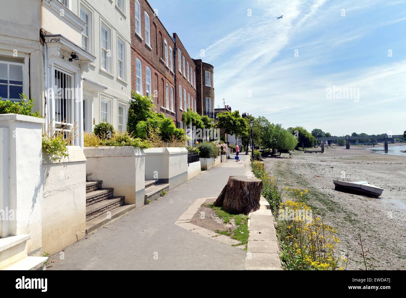 Riverside houses at Strand on the Green Chiswick West London Stock