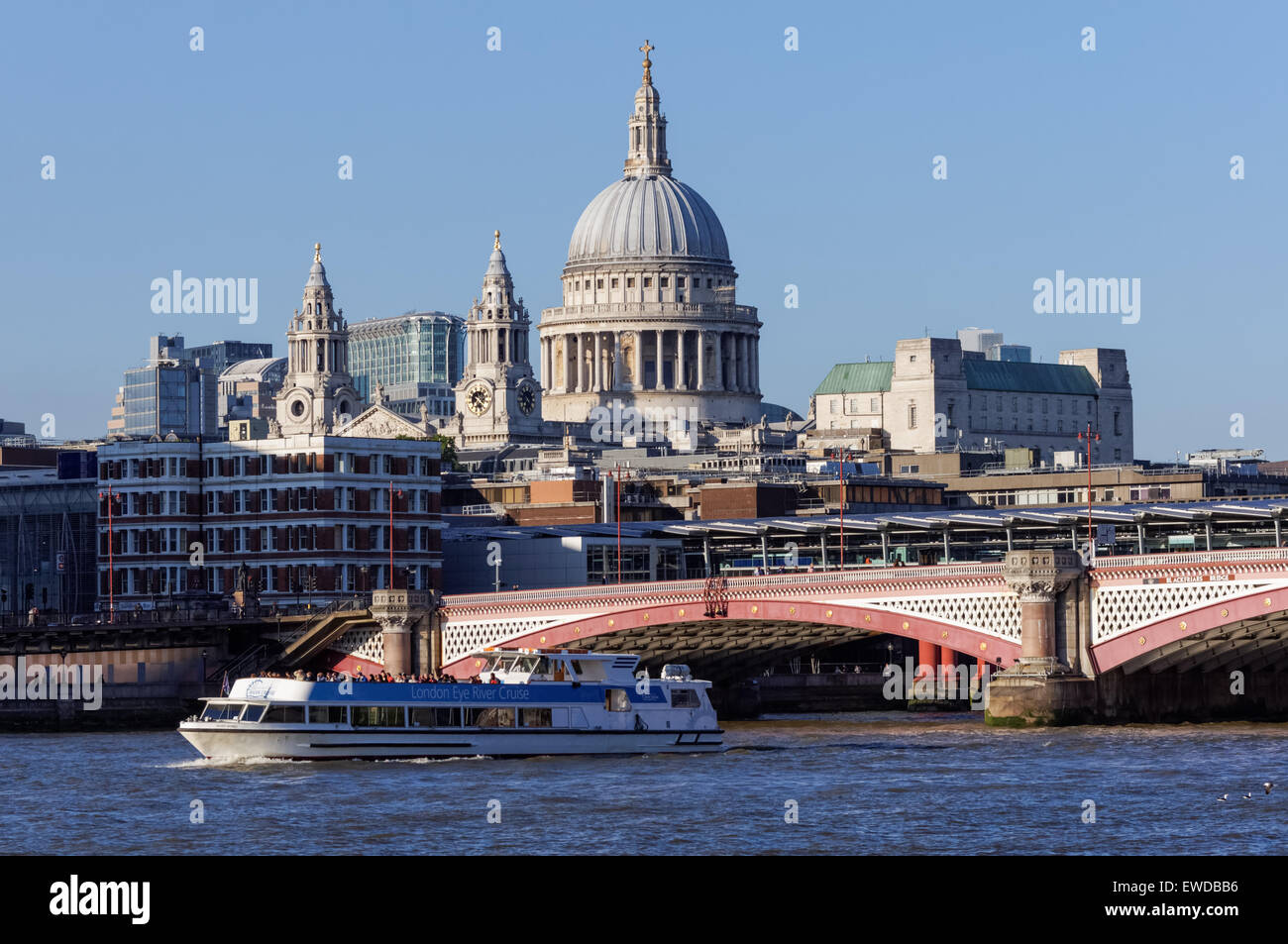 Blackfriars Bridge with St Paul's Cathedral behind, London England United Kingdom UK Stock Photo