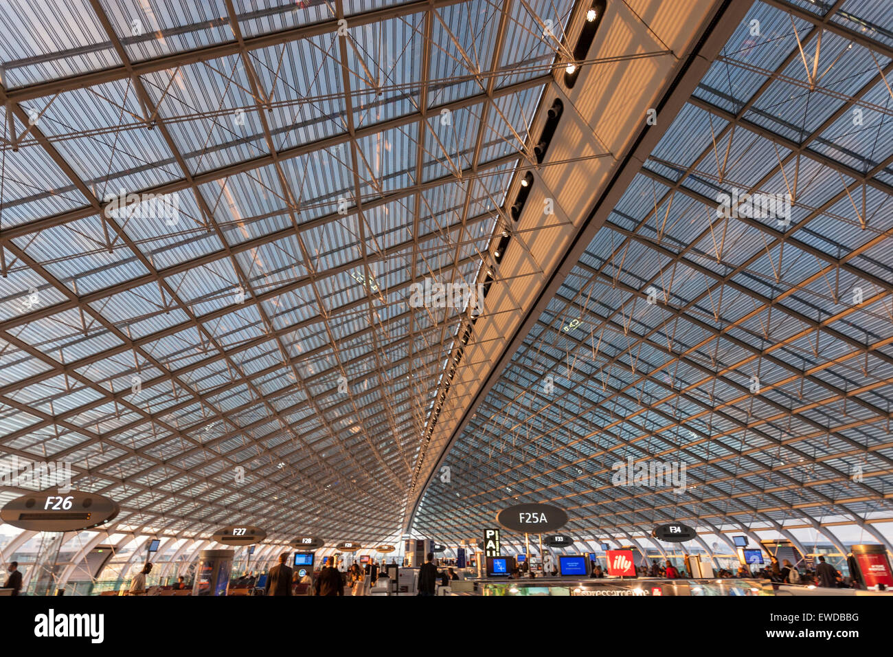 Paris CDG Terminal 2F at sunset. The main architect was Paul Andreu Stock Photo Alamy