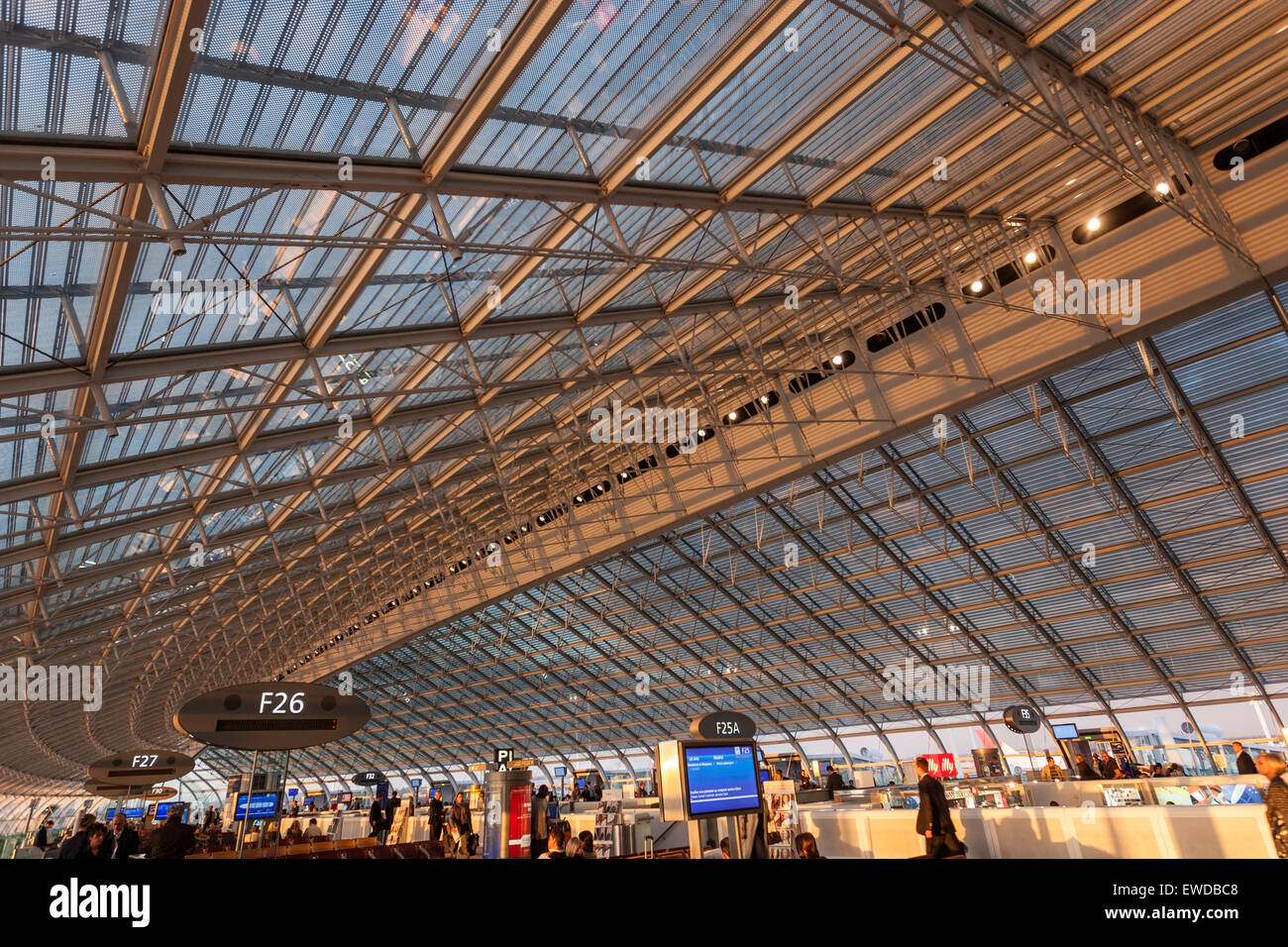 Paris CDG Terminal 2F at sunset. The main architect was Paul Andreu Stock Photo Alamy