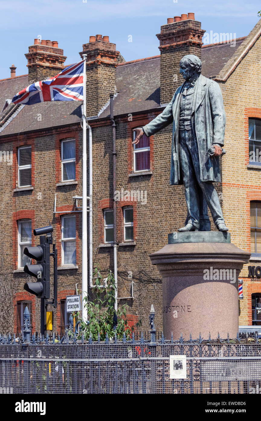 The Gladstone statue at Bow Church, London England United Kingdom UK Stock Photo