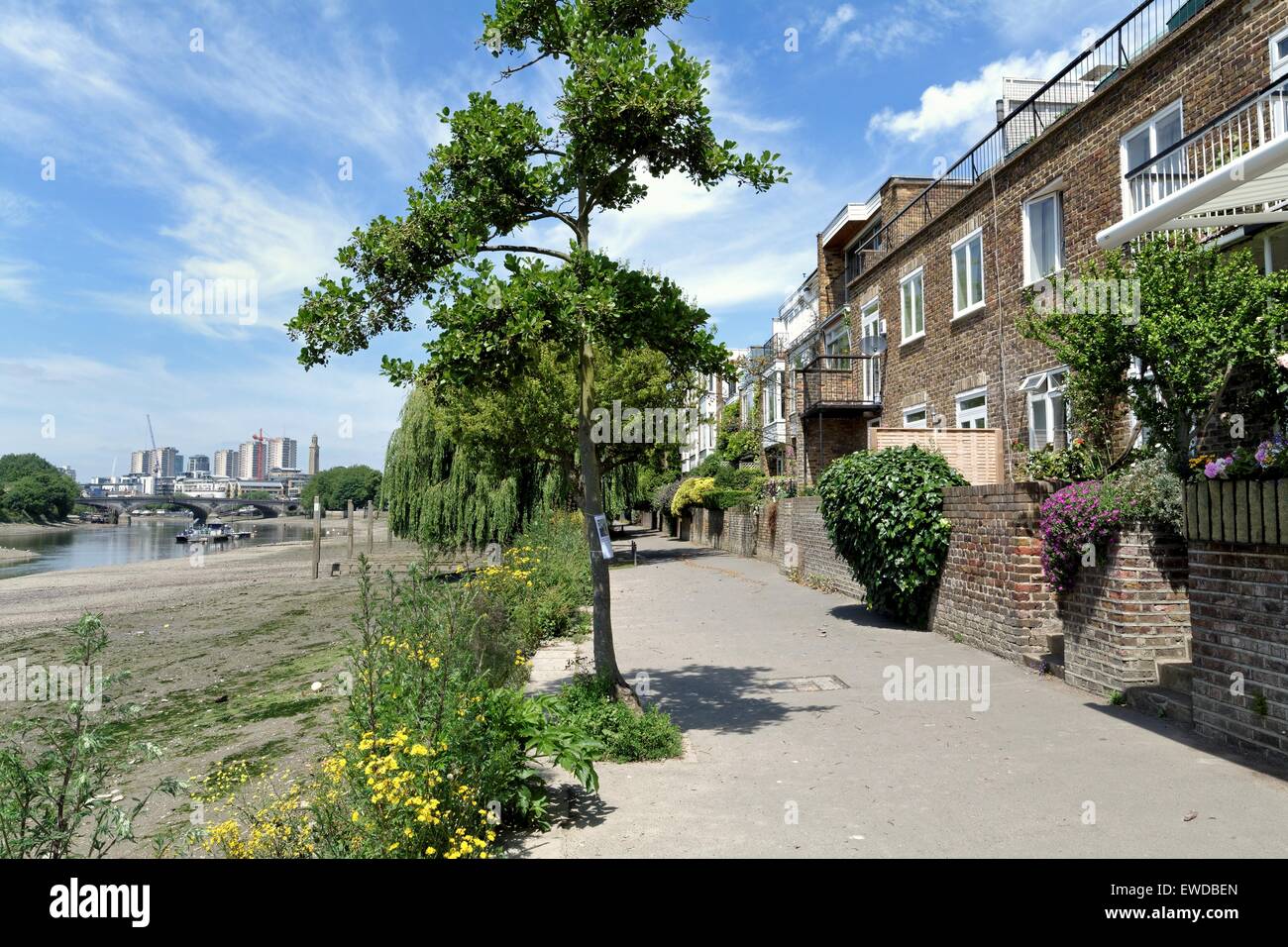Riverside houses at Strand on the Green Chiswick West London Stock Photo