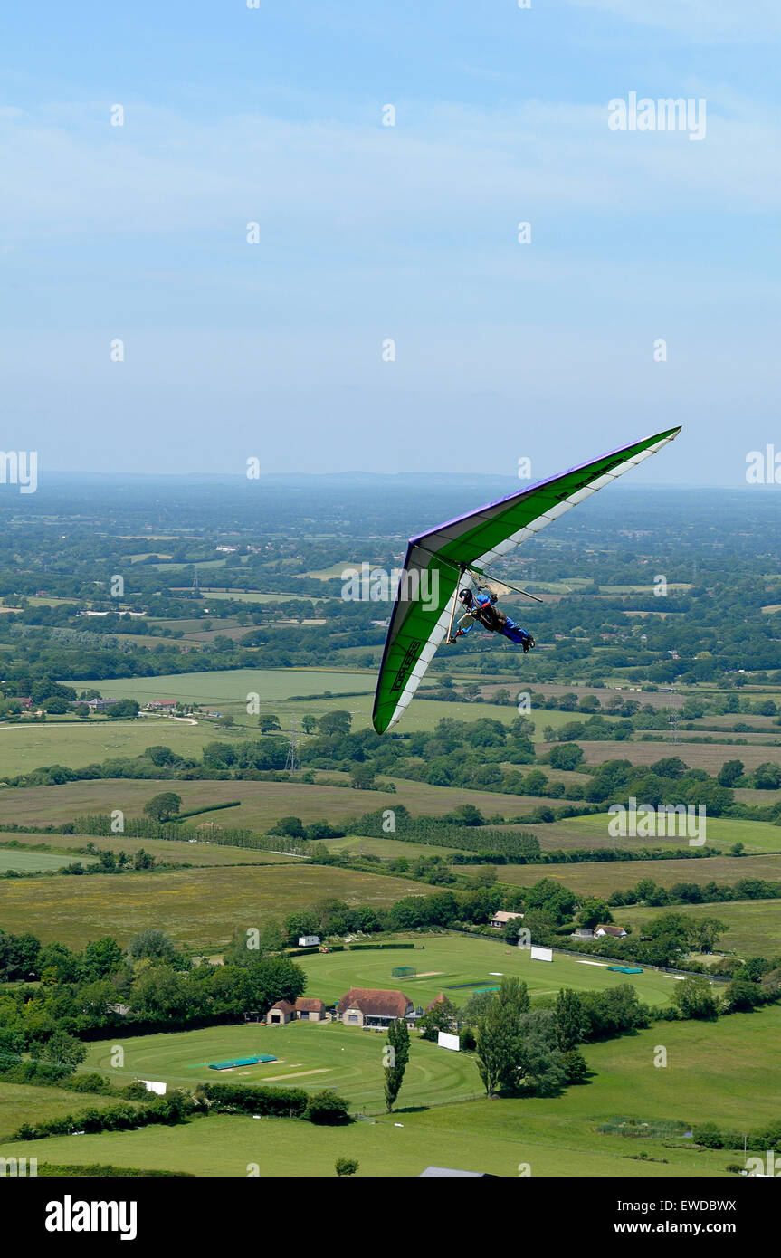 Hang-gliding on Devils Dyke Brighton Sussex England UK Stock Photo