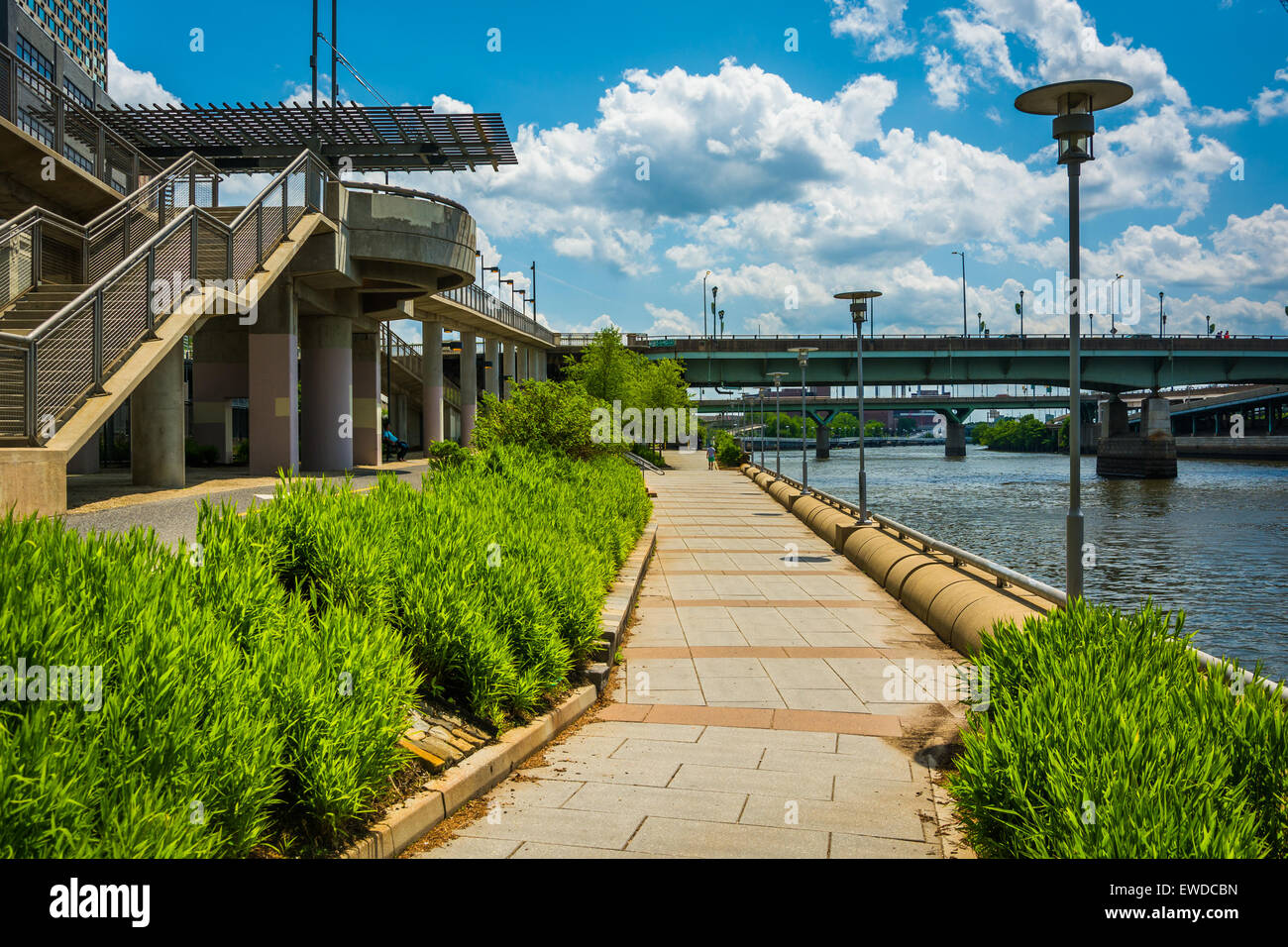 Walkway along the Schuylkill River in Philadelphia, Pennsylvania. Stock Photo