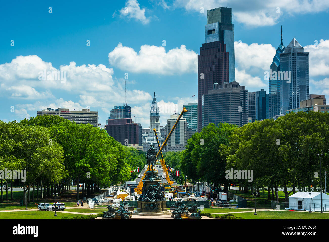 View of Eakins Oval and Center City, in Philadelphia, Pennsylvania. Stock Photo