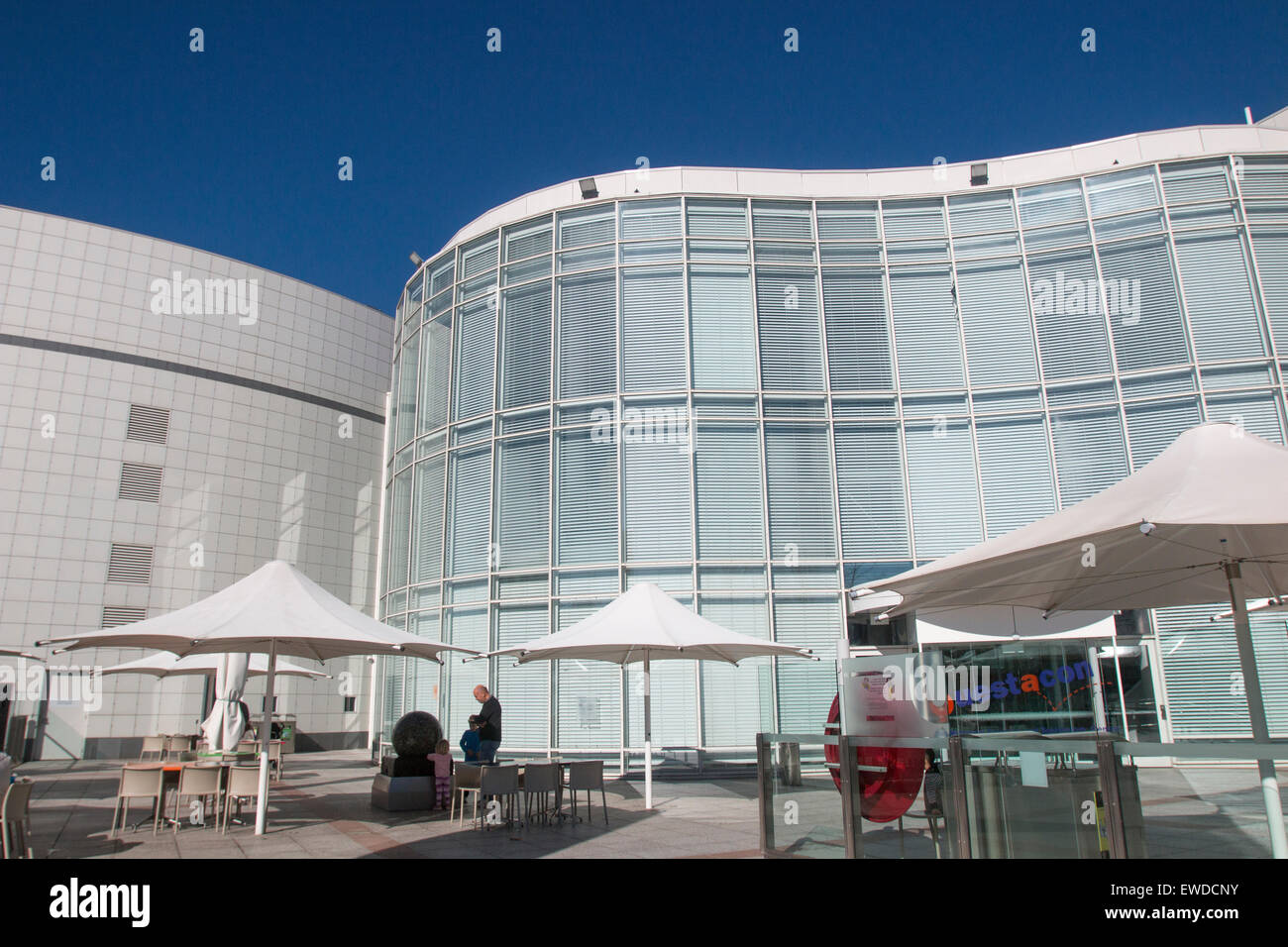 Questacon the National Science and Technology Centre, is located on the shore of Lake Burley Griffin in Canberra, Australia Stock Photo
