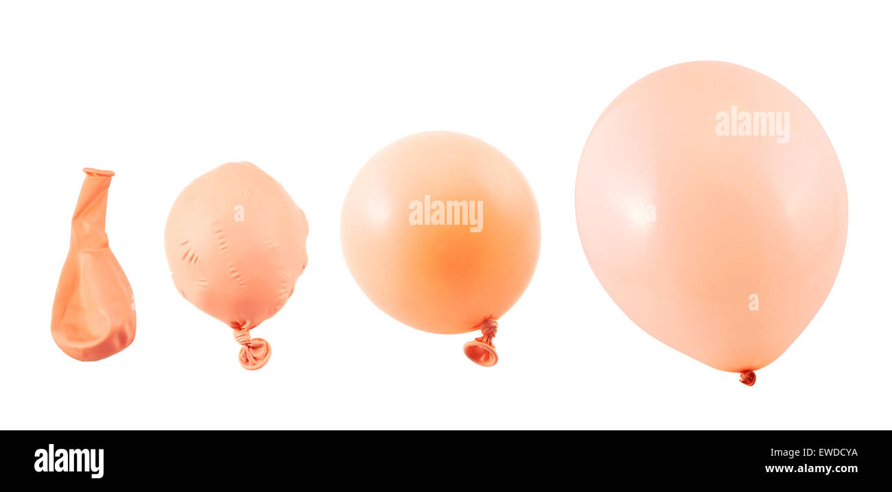 Four stages of balloon inflation isolated Stock Photo