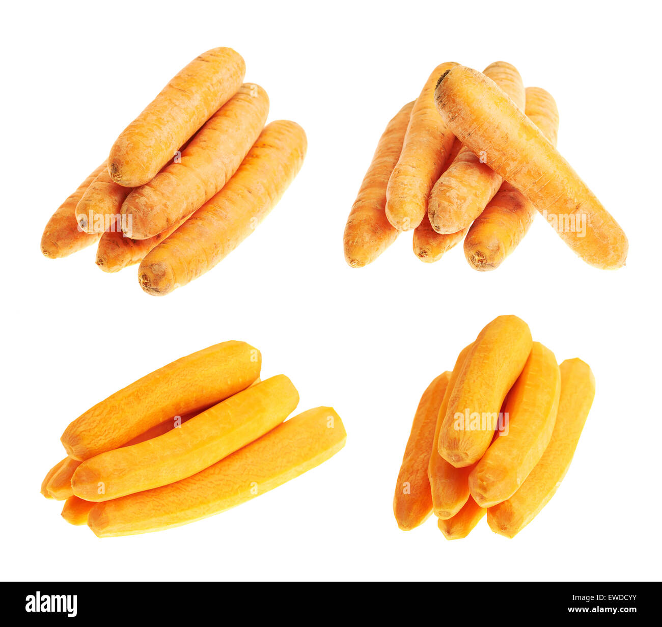 Piles of peeled and unpeeled carrots Stock Photo Alamy