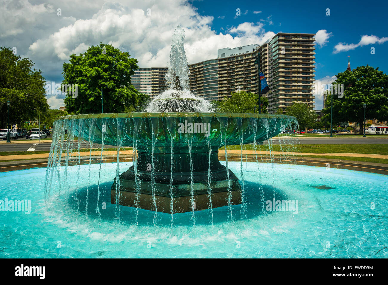 Fountain at Eakins Oval in Philadelphia, Pennsylvania. Stock Photo