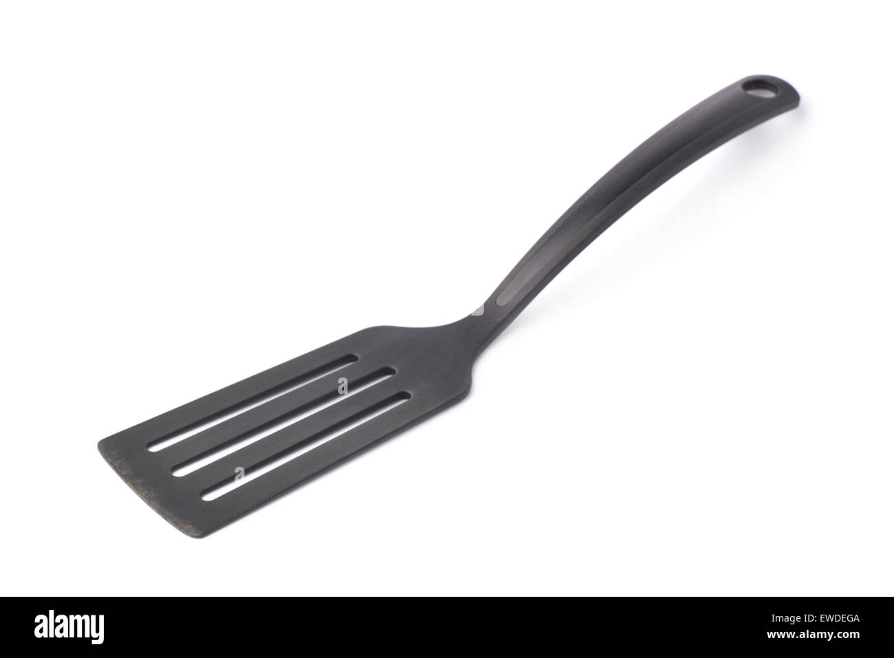 Used black plastic spatula isolated Stock Photo Alamy