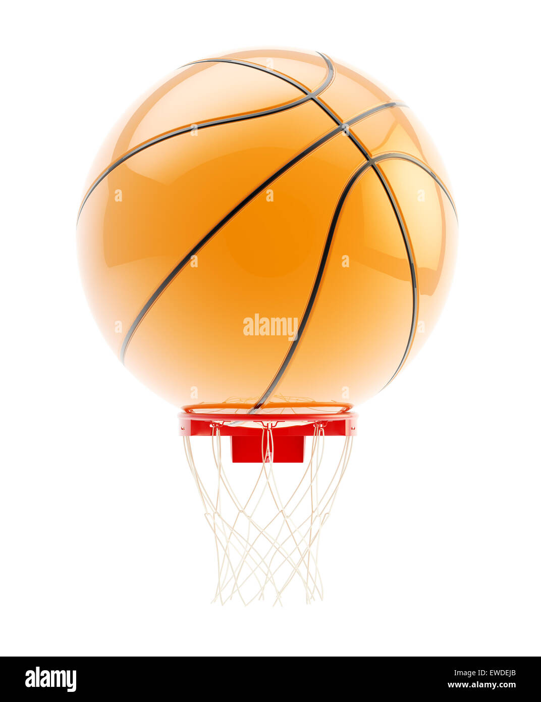 Oversized basketball ball over hoop Stock Photo Alamy