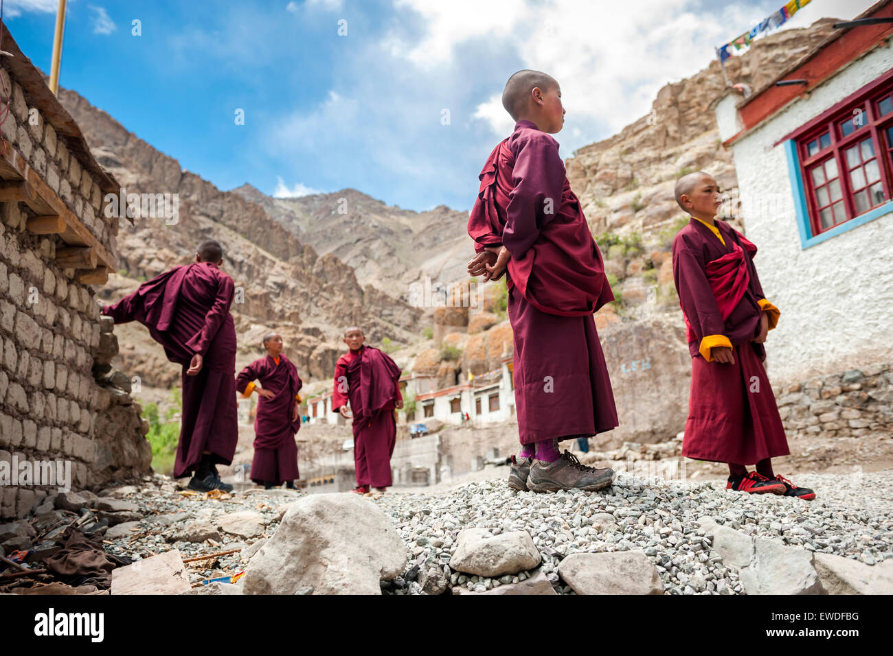 Young monks during Hemis Festival, Ladakh, India. Stock Photo