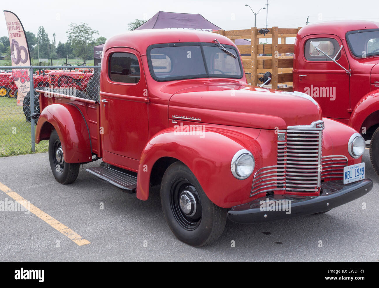 1949 International KB-I Red Pick Up Truck at Antique Power Show in Lindsay, Ontario Stock Photo