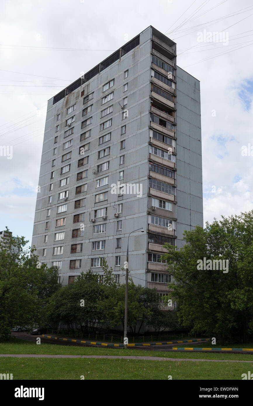 An apartment complex in Moscow, Russia, built during the Soviet era. Stock Photo