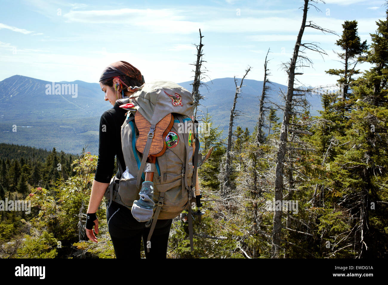 A hiker pauses to reflect. Stock Photo