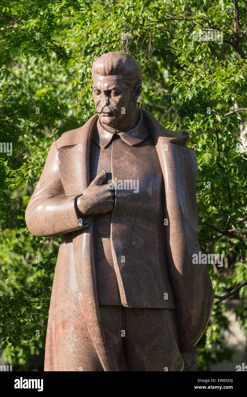 Statue of Joseph Stalin (mid-20th century Soviet dictator) with a broken nose, located in Fallen Monument Park, Moscow, Russia. Stock Photo