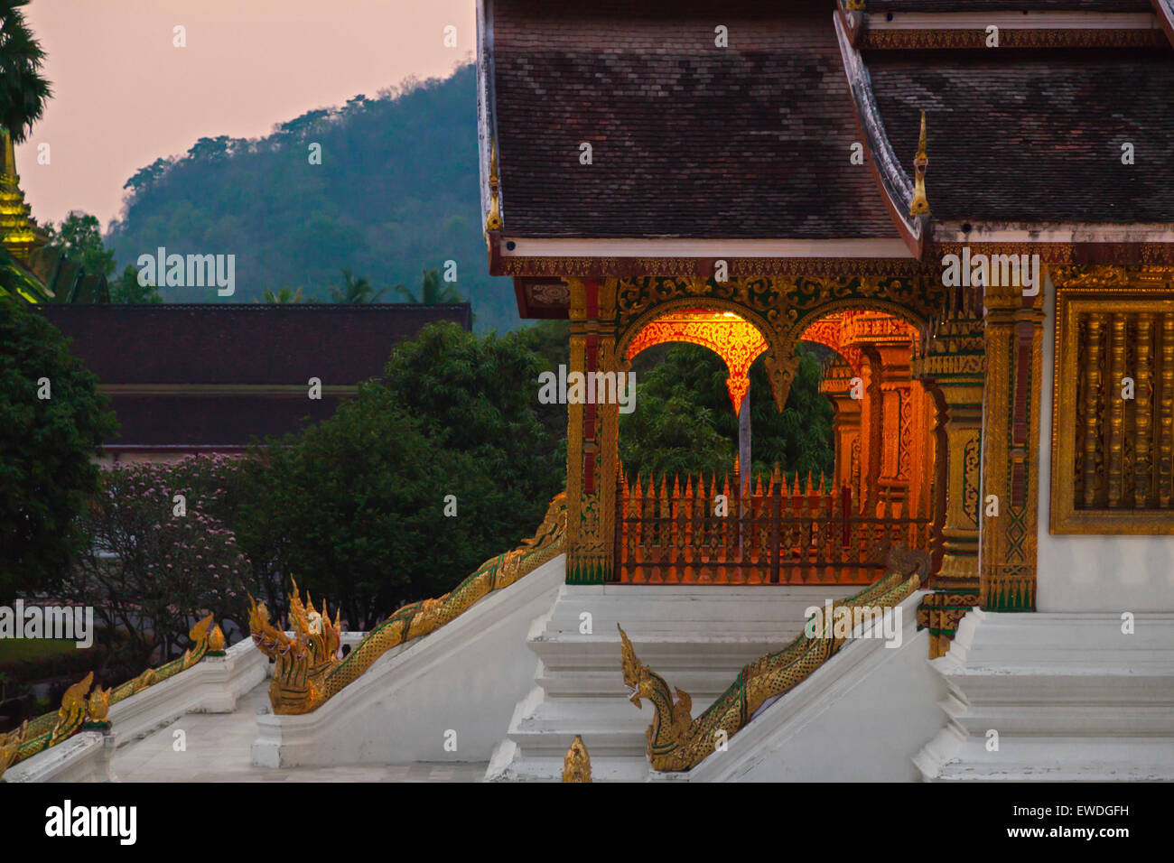 The HAW PHA BANG or Royal Temple is located in the Royal Palace complex - LUANG PRABANG, LAOS Stock Photo