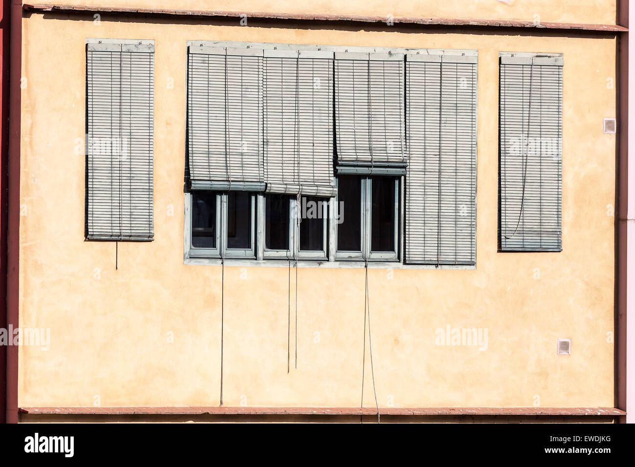 Window with bamboo curtains Stock Photo