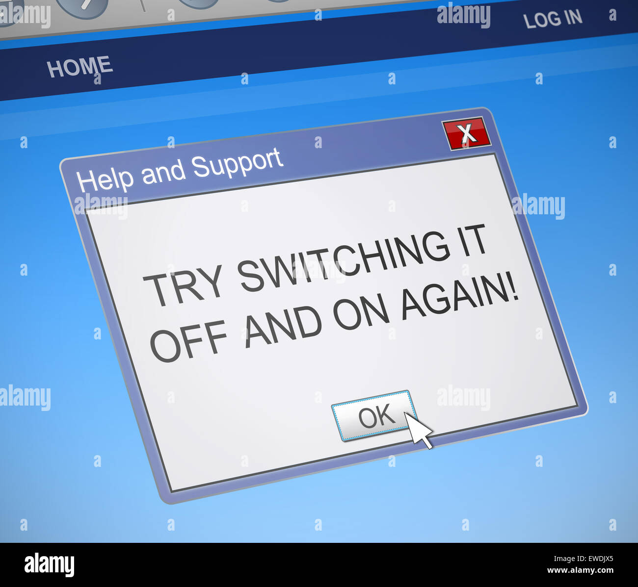 Switch it off and on again message concept Stock Photo Alamy