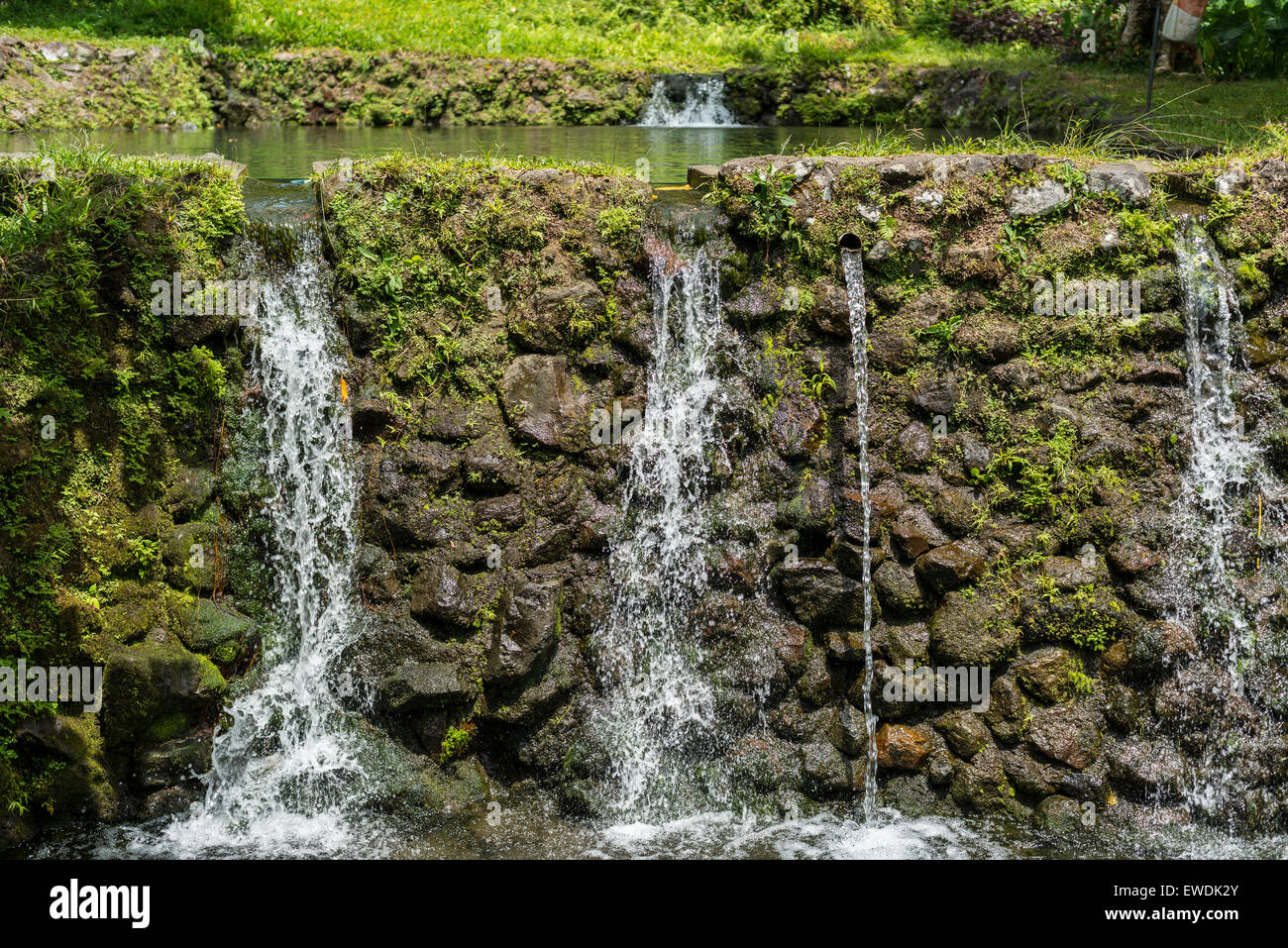 Waterfalls and basins of the Saai cold springs in Camiguin, Philippines ...