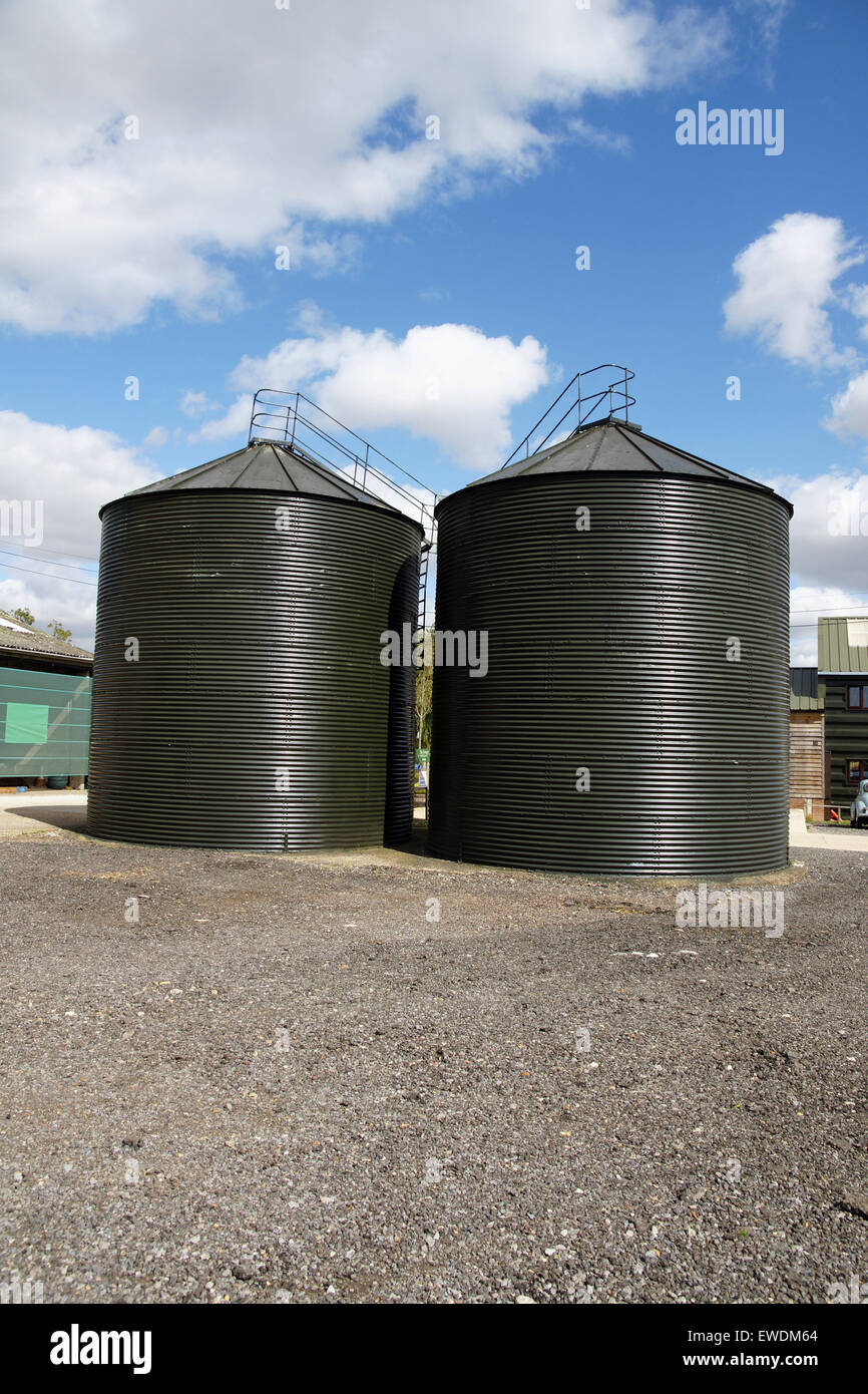 Silos used for storing grain and foodstuffs for livestock on a farm