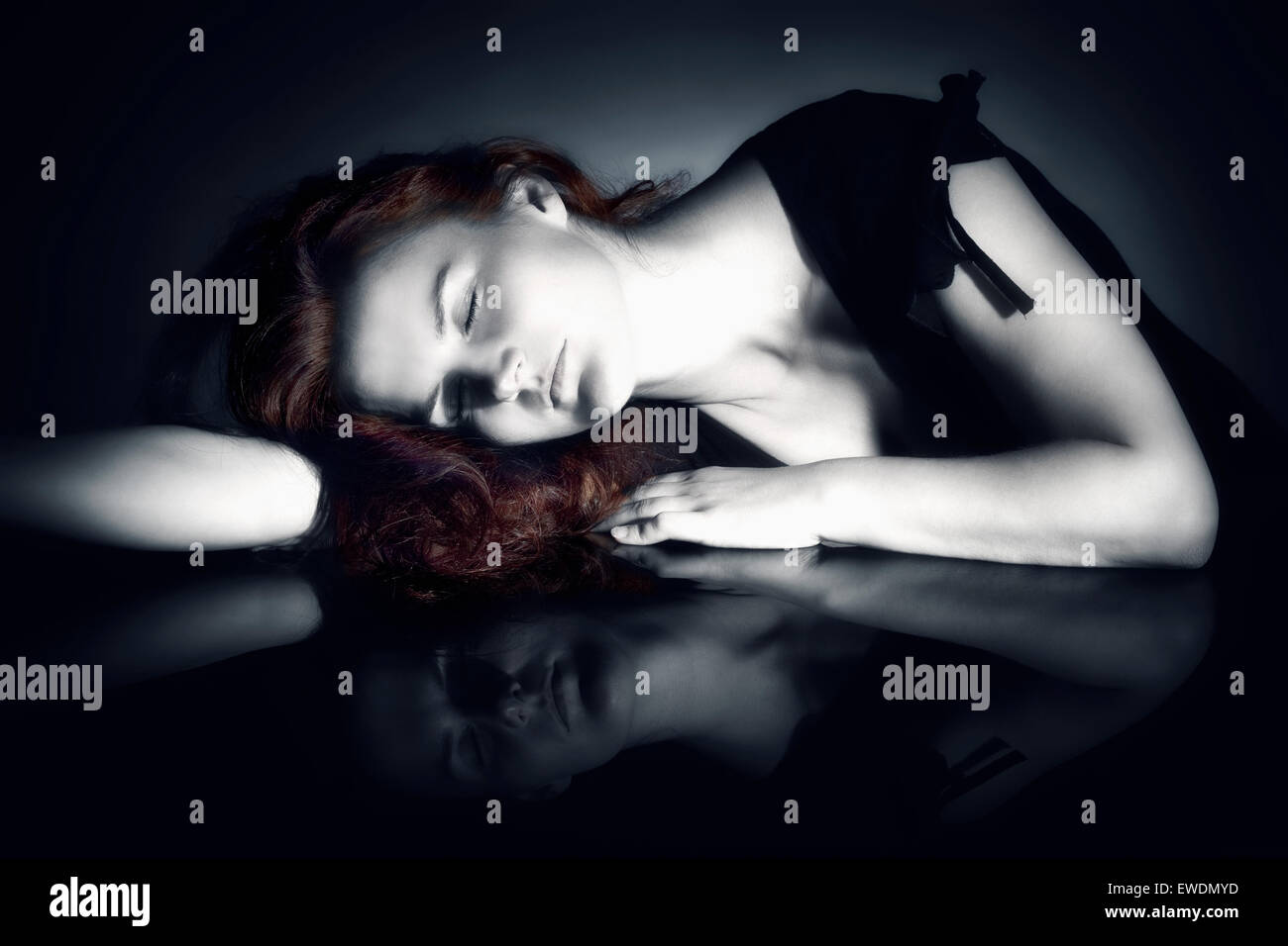 Romantic Image of a Woman with Closed Eyes Dreaming Stock Photo
