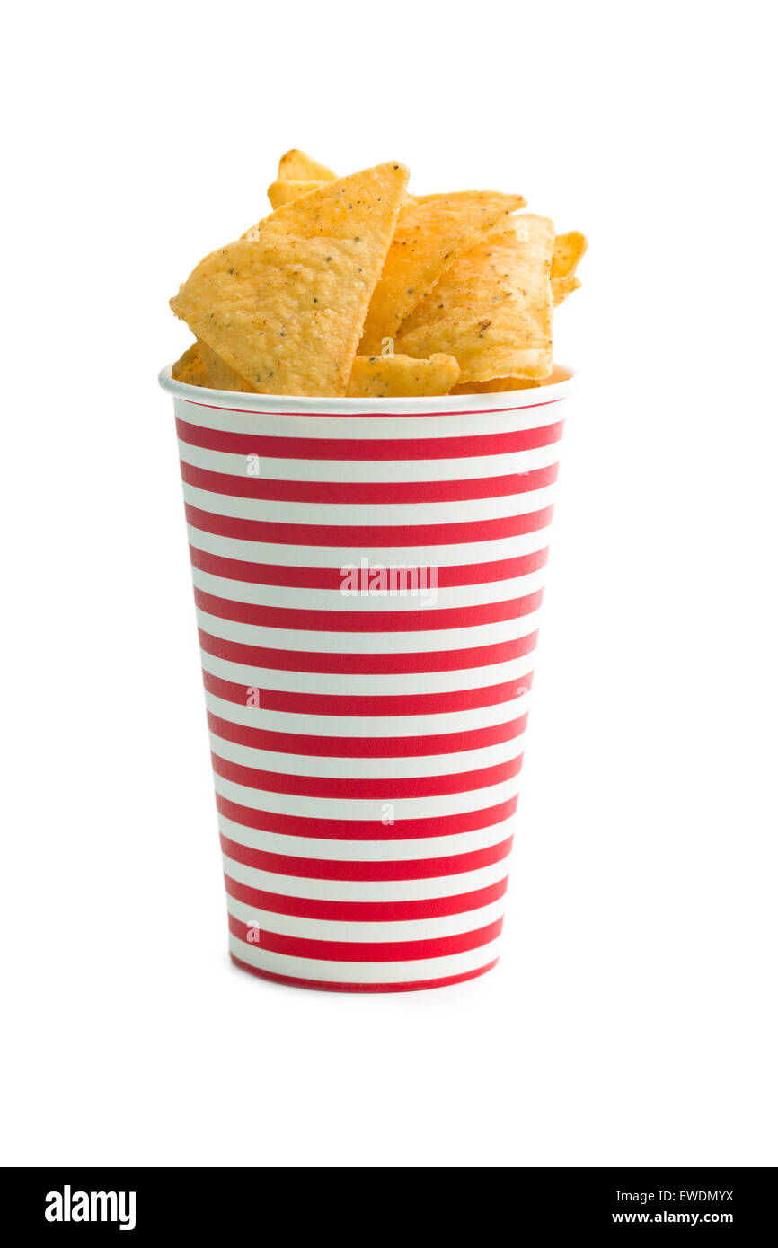 tortilla chips in paper cup on white background Stock Photo - Alamy