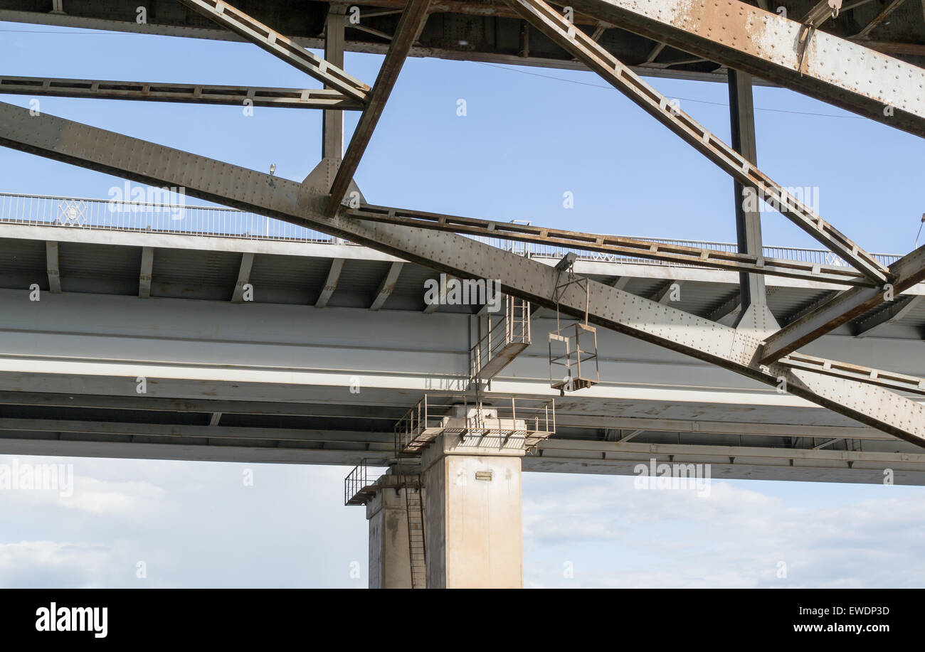 abstract architectural background bridge closeup color connection copy detail engineering exterior frame geometric girder heavy Stock Photo