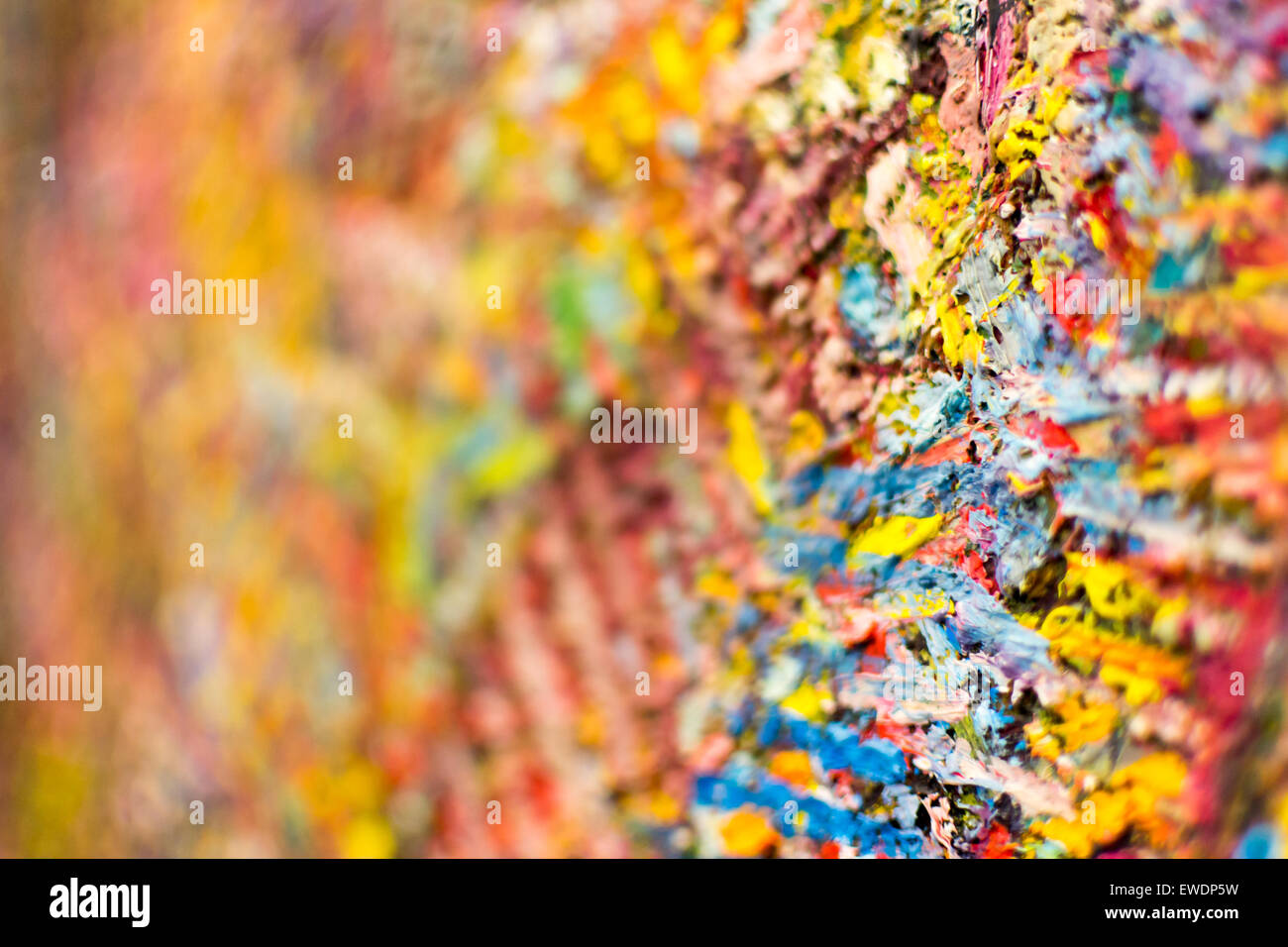 Multicolored Brush Strokes on Canvas in Closeup Stock Photo