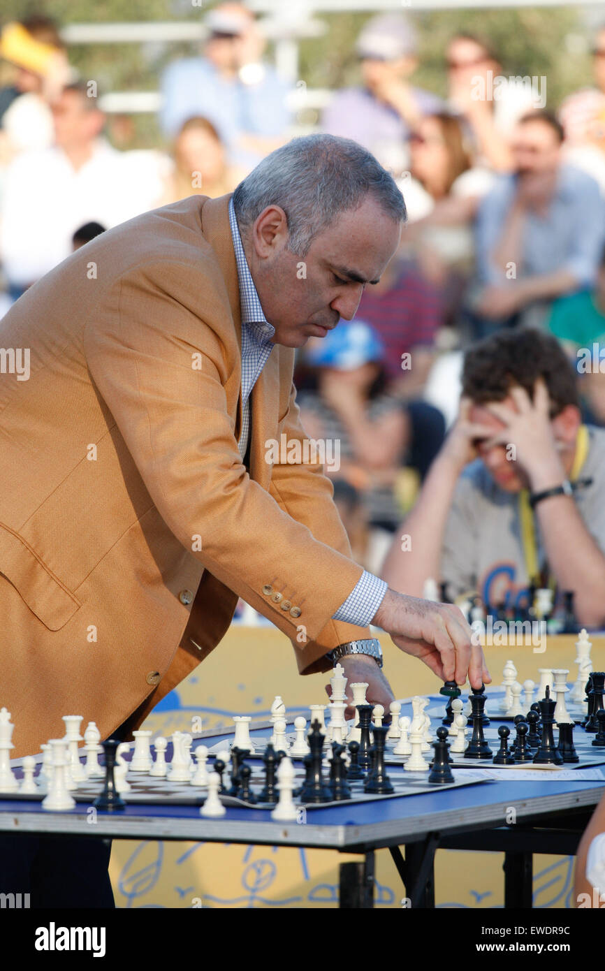 Russian chess grandmaster Garry Kasparov pictured in action competing