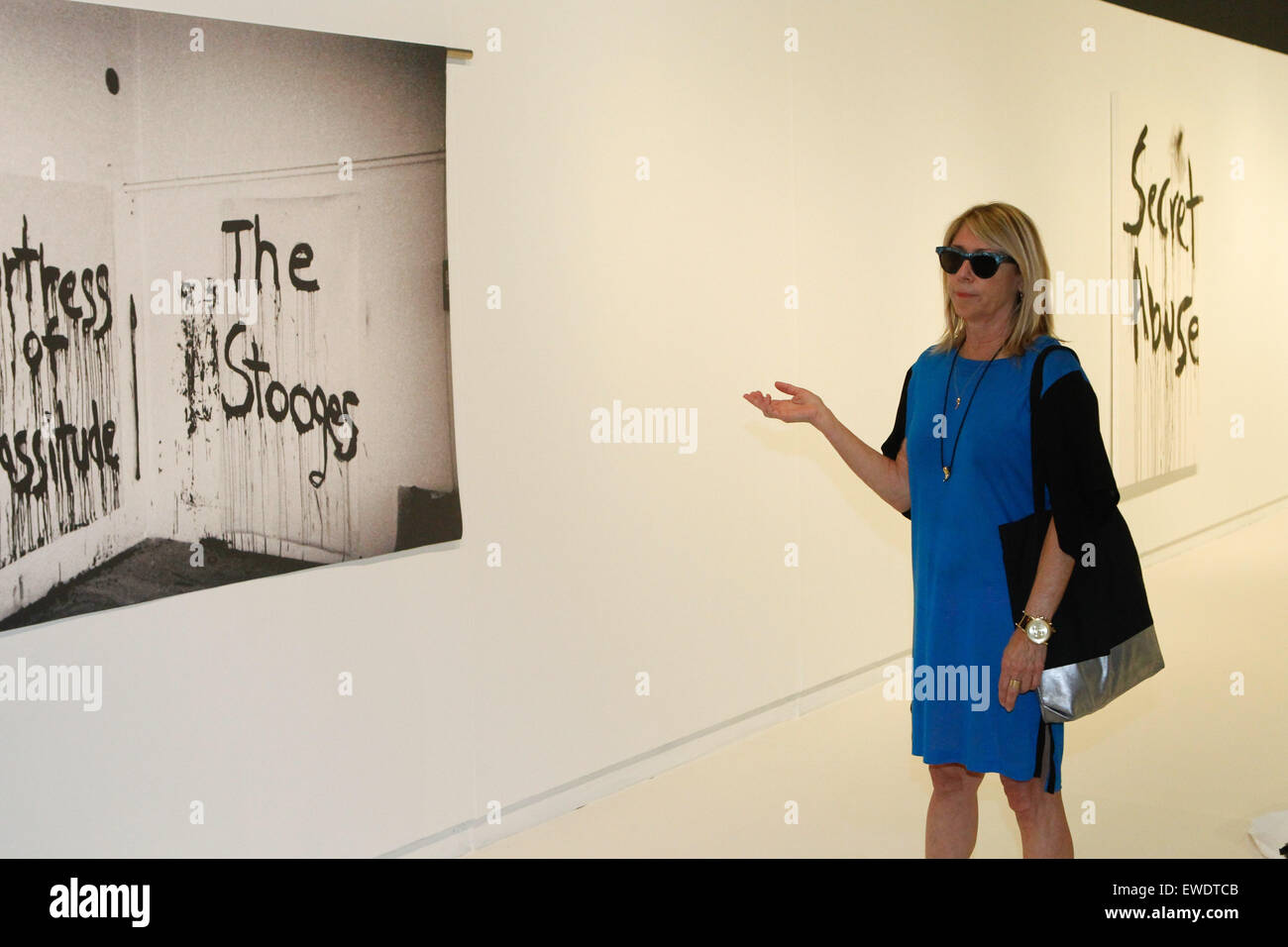 Benaki Museum presents the exhibition "Kim Gordon - Design Office: Noise Name Paintings and Sculptures of Rock Bands that are br Stock Photo