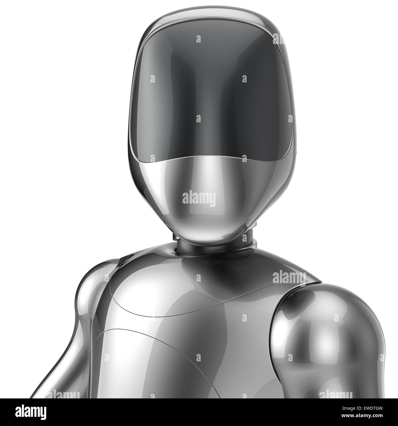 Bot cyborg robot android futuristic artificial character concept chrome metallic shiny. 3d render isolated on white background Stock Photo
